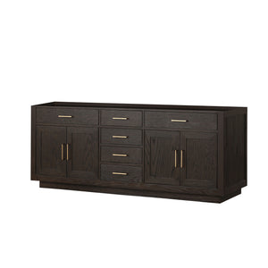 English Elm Brown Oak Midcentury Double Bath Vanity 84" W x 22" D, Wood Soft-Close Drawers, Fully Assembled B2731P257846
