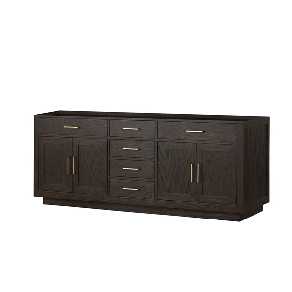 English Elm Brown Oak Midcentury Double Bath Vanity 84" W x 22" D, Wood Soft-Close Drawers, Fully Assembled B2731P257846