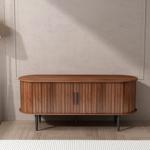 English Elm Tv Stand, 47" Mid-Century Modern Console With Sliding Door & Ample Storage For Home & Office Use W2641P329199-GIGA