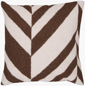 Surya Fallon 18" Wool Accent Pillow - Stylish Home Decor Piece For Effortless Seasonal Flair & Easy Care Dark Brown Wool,Cotton Fa032-2222p