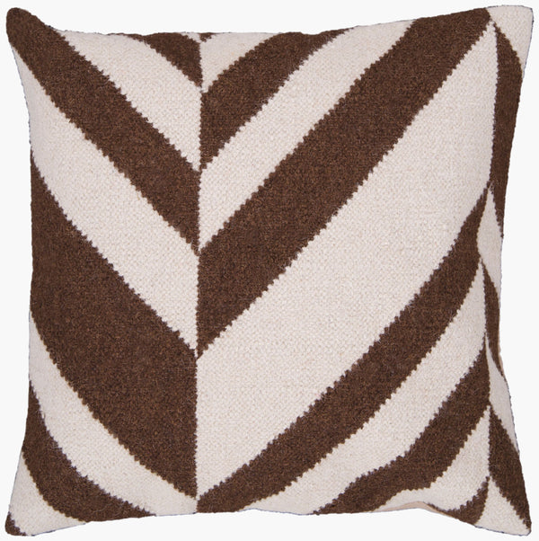 Surya Fallon 18" Wool Accent Pillow - Stylish Home Decor Piece For Effortless Seasonal Flair & Easy Care Dark Brown Wool,Cotton Fa032-2222p