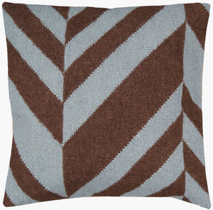 Surya Fallon 18" Wool Accent Pillow - Stylish Home Decor Piece For Effortless Seasonal Flair & Easy Care Dark Brown Wool,Cotton Fa033-2222d