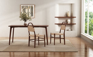English Elm Modern Handwoven Paper Cord Dining Chairs Rubberwood Frame Set of 2 for Kitchen N762P368575D