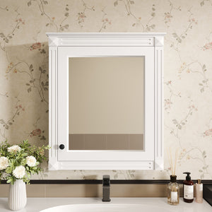 English Elm 24'' 24'' Wall Mounted Bathroom Mirror Cabinet with Adjustable Shelves, Space-Saving Modern Storage Solution White N710P195492K