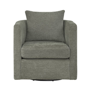 English Elm Sutton Ultra-Soft Gray Swivel Barrel Chair with Pocket Coil Seat, Reversible Cushions, Stain-Resist B050P322585