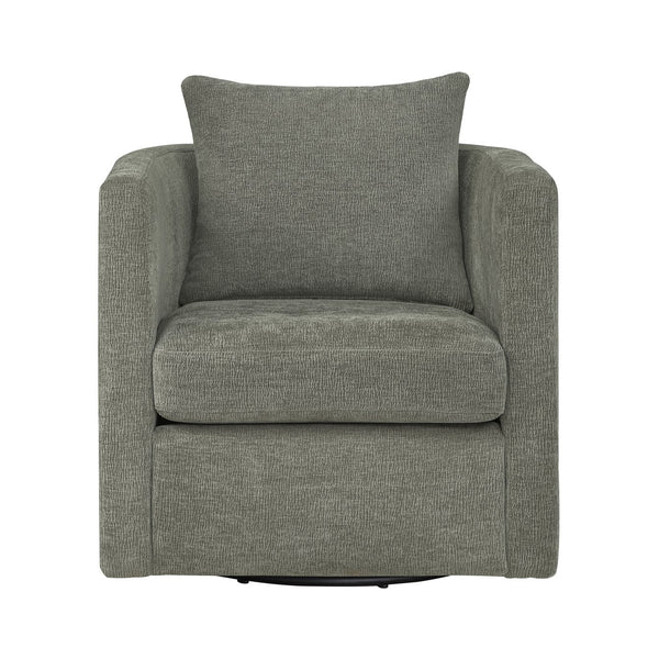 English Elm Sutton Ultra-Soft Gray Swivel Barrel Chair with Pocket Coil Seat, Reversible Cushions, Stain-Resist B050P322585