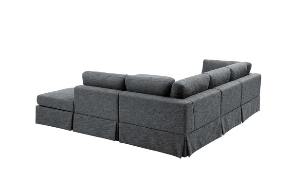 English Elm 6-Piece Upholstered Sectional Sofa - Versatile Modular Design For Cozy Family Spaces & Easy Maintenance B343S00017