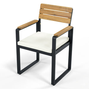 English Elm 6-piece Outdoor Acacia Wood Patio Dining Set with Cushioned Chairs Bench Steel Frame Beige N704G201255A