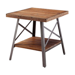 English Elm Weathered Oak End Tables Set Of 2 With Sandy Black Metal Legs & Stylish Lower Shelf For Storage B062P189220-GIGA