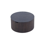 English Elm Handmade Round Coffee Table Side Table End Table, Fraxinus Mandshurica +Mdf, Smoky Color, 27.55Inch *13.77Inch