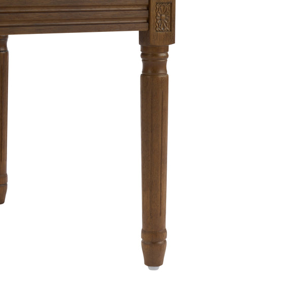 English Elm Christopher Knight Home® - Upholstered Dining Chairs Set of 2 in Beige with Walnut Rubber Wood Fluted Legs, Armrests, French-Country Elegance, Durable Fabric Seating N771P291405T