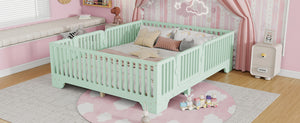 English Elm Full Size Montessori Floor Bed with Safety Fence Mdf Frame for Kids Bedroom W2593P381119