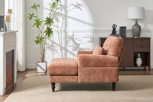 English Elm Modern Chaise Lounge with Plush High-Resilience Cushion and Solid Wood Frame for Durable Comfort Orange W2120P296385