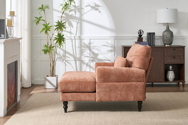 English Elm Modern Chaise Lounge with Plush High-Resilience Cushion and Solid Wood Frame for Durable Comfort Orange W2120P296385