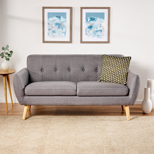 English Elm Christopher Knight Home® - SOFA Mid-Century Loveseat with Button-Tufted Waffle Stitch Back, Upholstered Comfort & Wood Legs DARK GREY 60863.00DGY