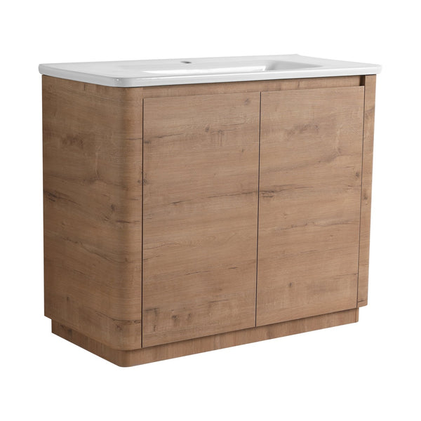 English Elm 40'' Freestanding Bathroom Vanity With White Ceramic Sink & Soft-Close Doors - Stylish Storage Solution W999S00401