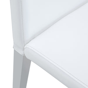 English Elm Two Pu Leather Dining Chairs Glossy White Shell Silver Metal Legs Modern Set W1151P360537