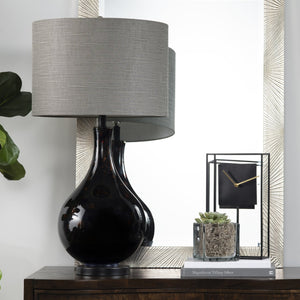 Crestview Collection 33.5"H Elegant Glass Table Lamp - Teardrop Design In Smoky Black & Bronze, Perfect For Any Room!   Cvabs1292