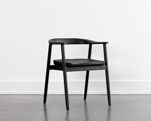 Sunpan Jeremy Mid-Century Dining Armchair - Exquisite Acacia Wood Craftsmanship for Timeless Elegance Black