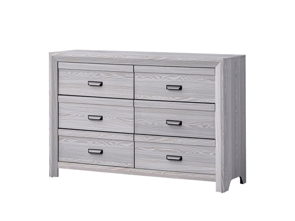 English Elm 1pc Five-Drawer Driftwood Chest with Cup Handles Rustic Wooden Bedroom Storage Tower, 31.1x16.5x47.5" Gray 60.5 L x 19 W x 41 H B011P234753