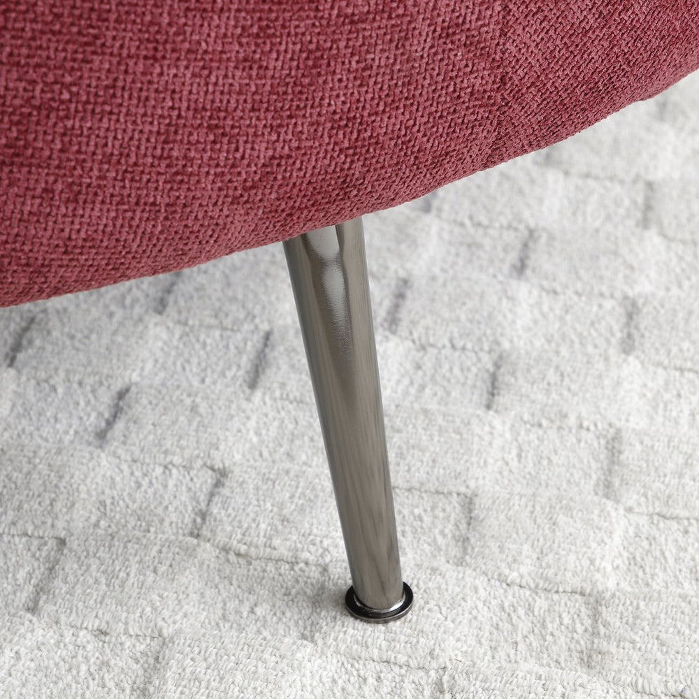 English Elm Oversize Extra Large Barrel Chair with Ottoman — Spacious Chenille Round Living Room Seat, 53.5" Burgundy W1117P257241