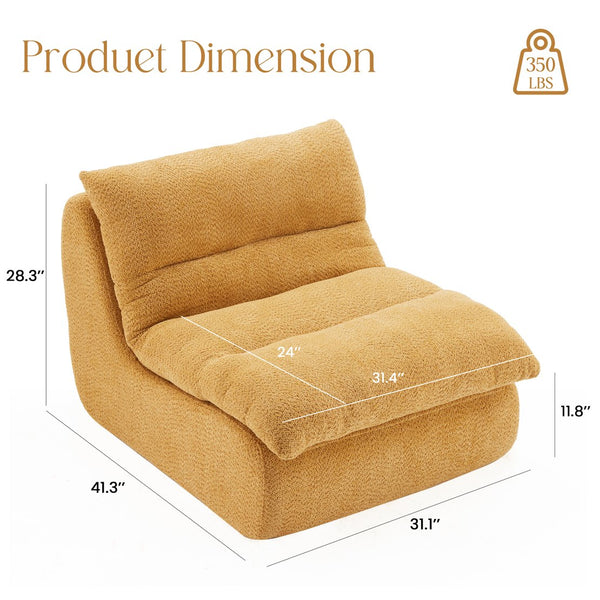 English Elm Upholstered Cocoon Accent Chair Ergonomic Curved Frame Soft Breathable Fabric Lounge Seat Ginger T3623P434430