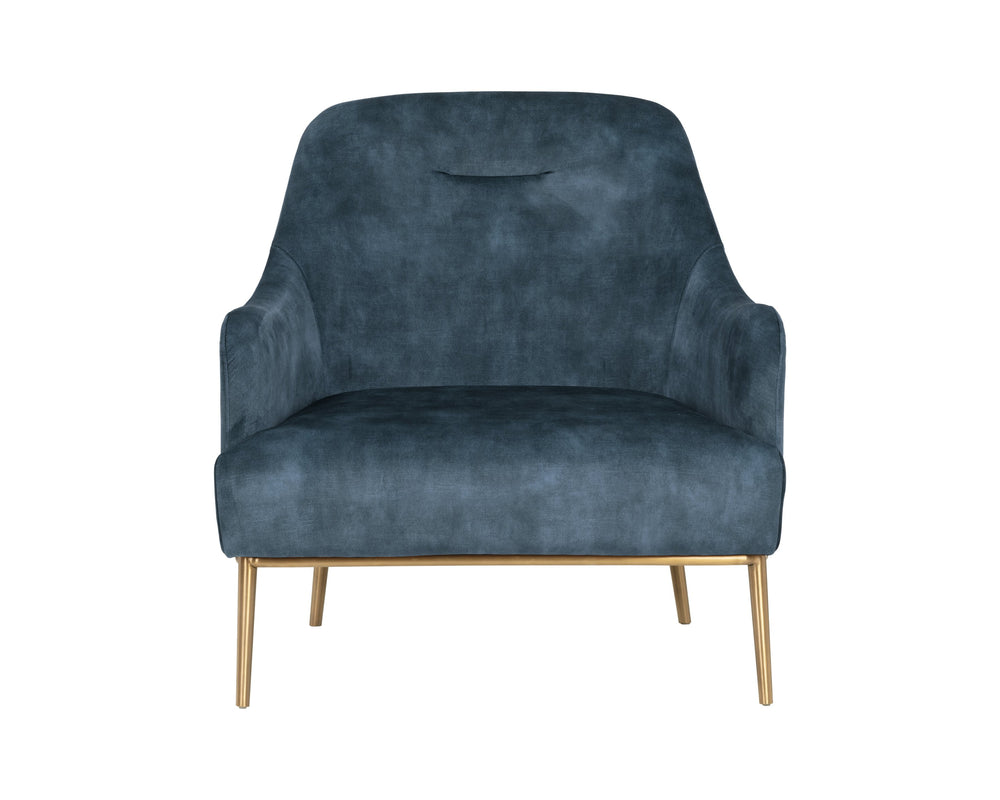 Sunpan Cameron Lounge Chair - Elegant Mid-Century Modern Design with Velvet Finish and Gold Accents Nono Petrol