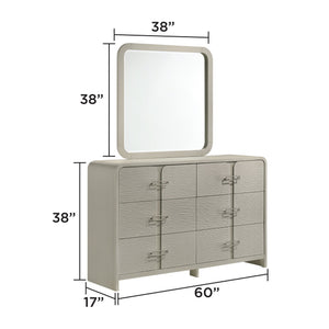 English Elm Aria Queen Bedroom Set with Storage Bed Illuminated Headboard and High-gloss Finish B009S01902