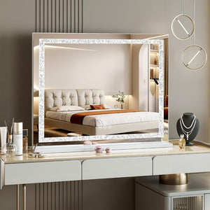 English Elm Vanity Mirror With Lights - 31.5" X 22.8" Hd Makeup Mirror, 3 Color Modes, 10X Magnification & Usb Charging W3660P373025-GIGA