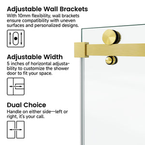 English Elm 60*66"Fixed & Sliding Shower Door - Modern Frameless Design, Strong Tempered Glass & Stainless Steel Hardware T3177P320610