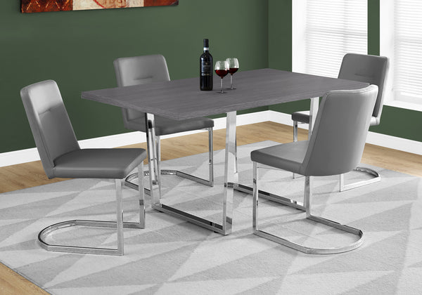English Elm Dining Table, 60" Rectangular Grey Laminate With Chrome Legs - Modern Centerpiece For Any Space B2710P286990