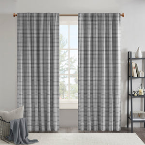 Madison Park Anaheim Casual Plaid Rod Pocket and Back Tab Curtain Panel with Fleece Lining MP40-8275 Grey