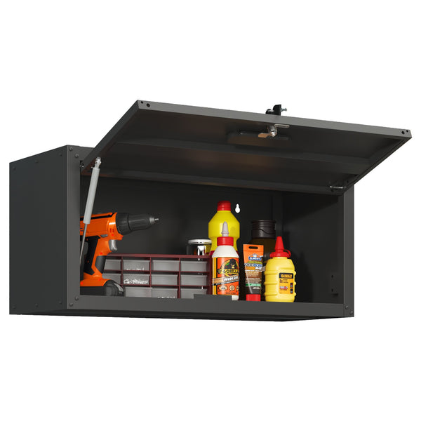 English Elm Heavy Duty Wall Mounted Steel Cabinet Locking Lift Door Garage Workshop Storage Black T2398P236482