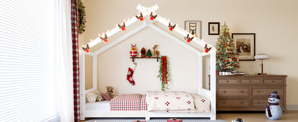 English Elm Twin House Frame Floor Bed Solid Pine Kids Room Montessori Low Profile Play Nook W1580P387835