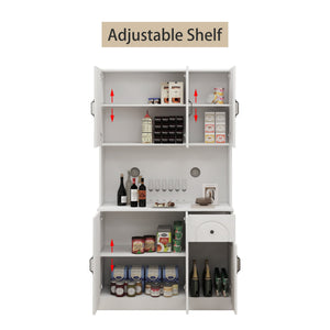 English Elm Kitchen Island with Extensible Wood Top Spice Towel Rack Storage on Casters W282S00034
