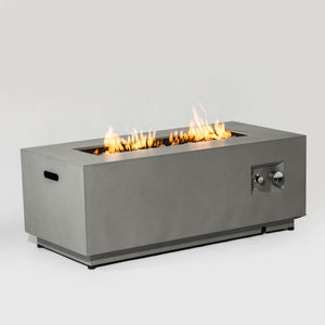 English Elm 42" 50000BTU Propane Fire Pit Table with Glass Wind Guard, Stainless Steel Burner, Lava Rocks, Gray Outdoor Patio W853P270562