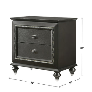English Elm Solid Transitional Rubberwood Nightstand with 2 Drawers, Textured Front & Sparkling Crystal Trim Finish B016P261446