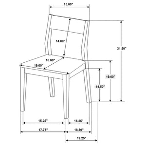 English Elm Warren Rubberwood Rectangular Dining Set Seats Four with Upholstered Chairs Modern B062S01394