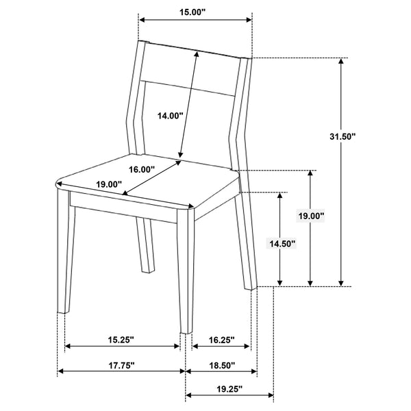 English Elm Warren Rubberwood Rectangular Dining Set Seats Four with Upholstered Chairs Modern B062S01394