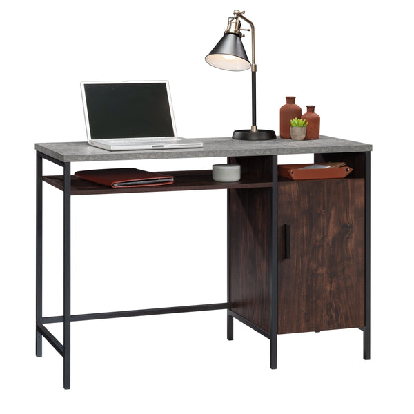 English Elm Desk, Engineered Wood Home Office Desk with Large Work Surface, Cubbyhole & Adjustable Shelf, Compact Durable Design, Easy Assembly, Qi-Ready Dark Walnut B356P354443