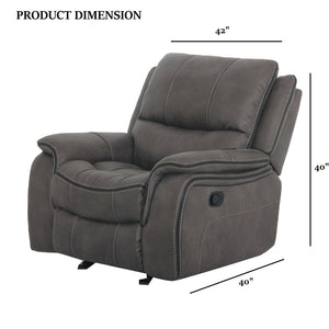 English Elm Transitional Multi-Function Glider Recliner with Channel Back, Cup Holders, Hidden Storage, Upholstered Comfort Dark Gray 43 L x 34 W x 30 H B2741P385035