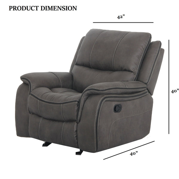 English Elm Transitional Multi-Function Glider Recliner with Channel Back, Cup Holders, Hidden Storage, Upholstered Comfort Dark Gray 43 L x 34 W x 30 H B2741P385035