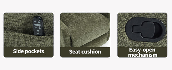 English Elm Heat Massage Rocker Recliner with Swivel Base Vibrating Nodes Lumbar Relief Fabric W3224P357572