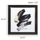 Madison Park Abstract Talon Transitional Framed Glass and Single Matted Foiled Deckle Edge Wall Art MP95G-0313 Black