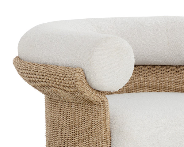 Sunpan Asos Lounge Chair - Stylish Comfort with Premium Polyester Fabric and Elegant Rattan Base Design Natural, Louis Cream