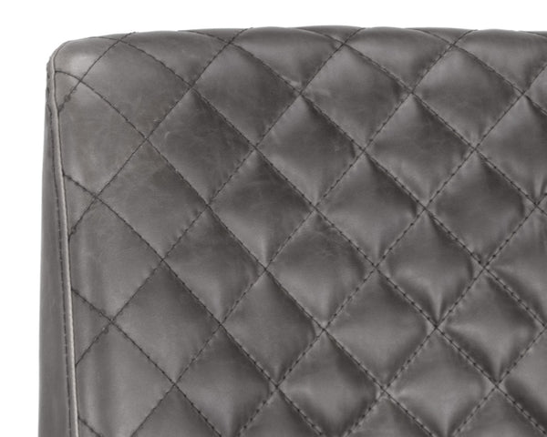 Sunpan LEIGHLAND DINING CHAIR - Timeless Tufted Elegance with Antique Brass Frame for Sophisticated Spaces Grey 104912V