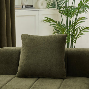 English Elm Two Curved Chenille Sectional Sofa with Sculptural Modular Design and Four Throw Pillows Green W834S00577
