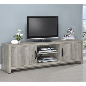 English Elm Conifer 71" Grey Driftwood TV Stand - Low Wide Engineered Wood Console with Hidden Shelves & Open Center for Organized Living Rooms B062P375401