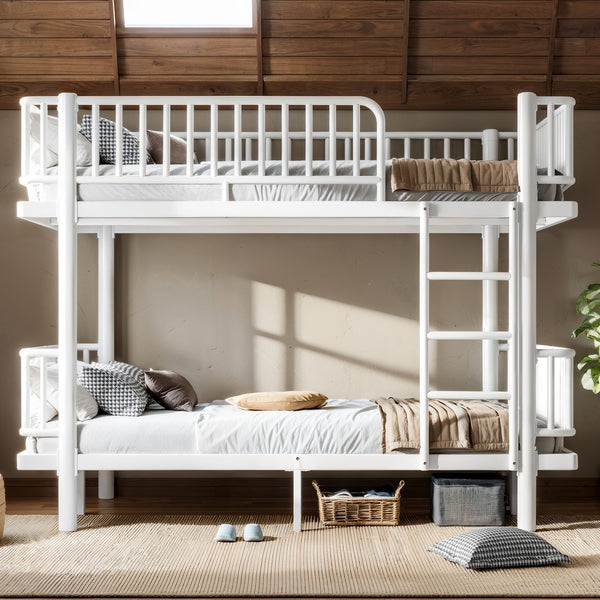 English Elm Twin Over Metal Bunk Bed with Led Lights Usb Ports Drawers and Sofa Conversion Light White W5305S00071