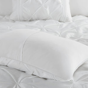 English Elm 7-piece Queen Tufted Pleated Comforter Set with Shams Bed Skirt Decorative Pillows White B035P463183